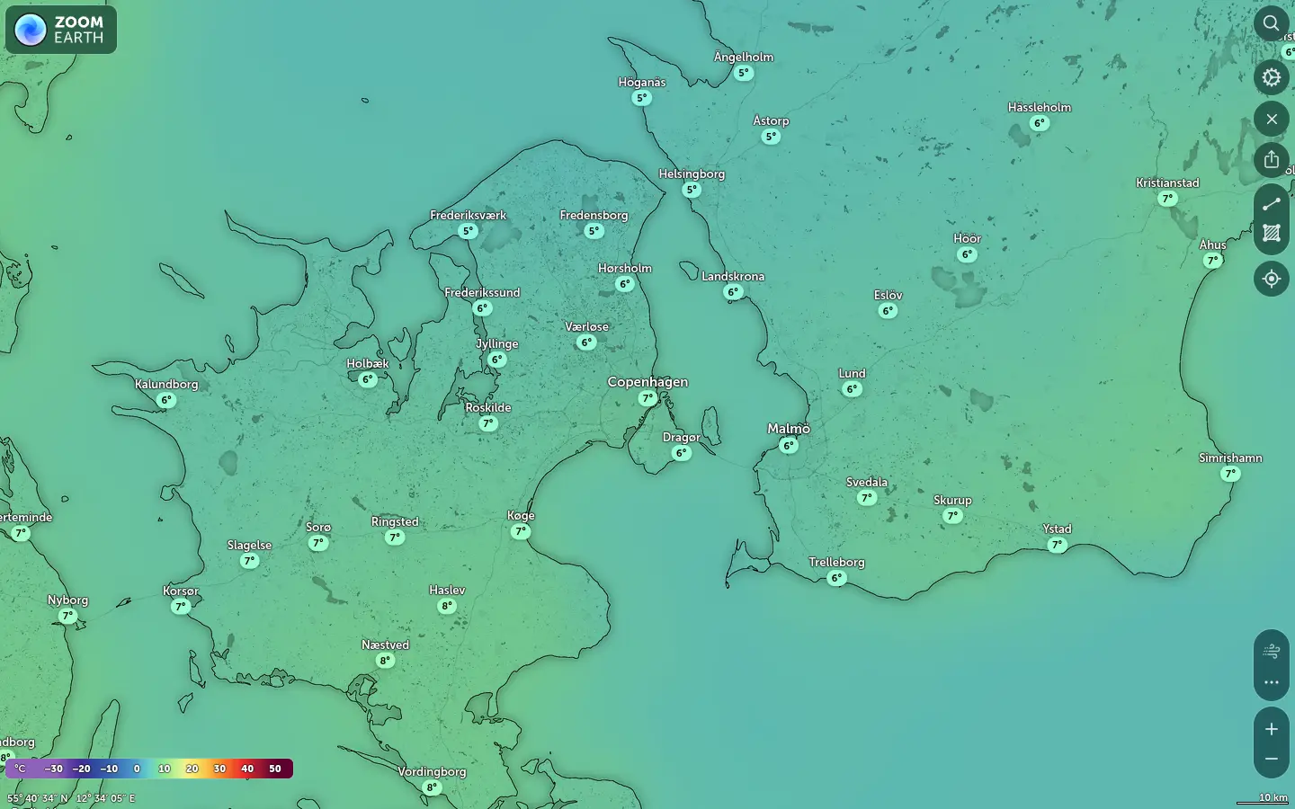 Temperaturkort København vejr