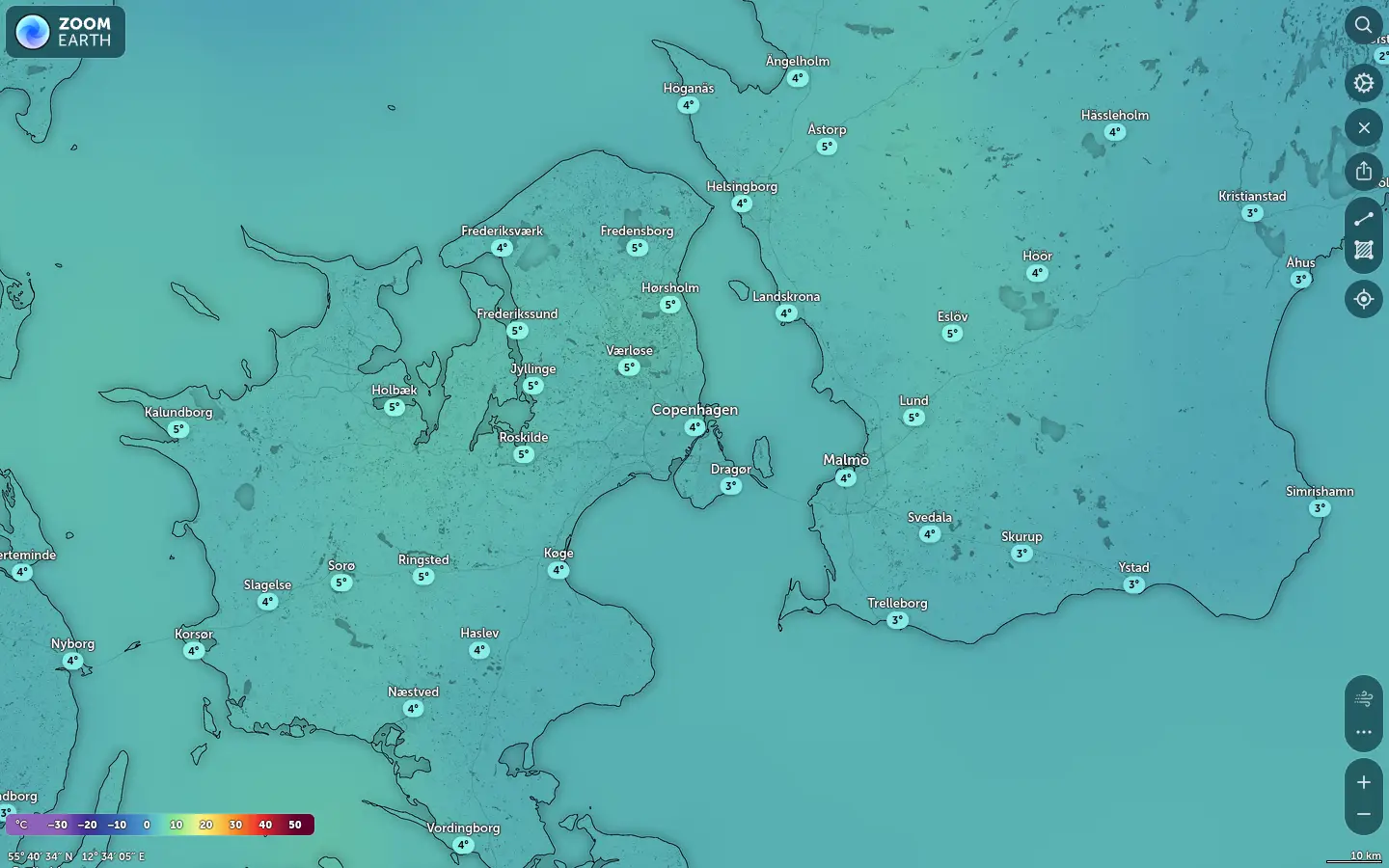 Temperaturkort København vejr