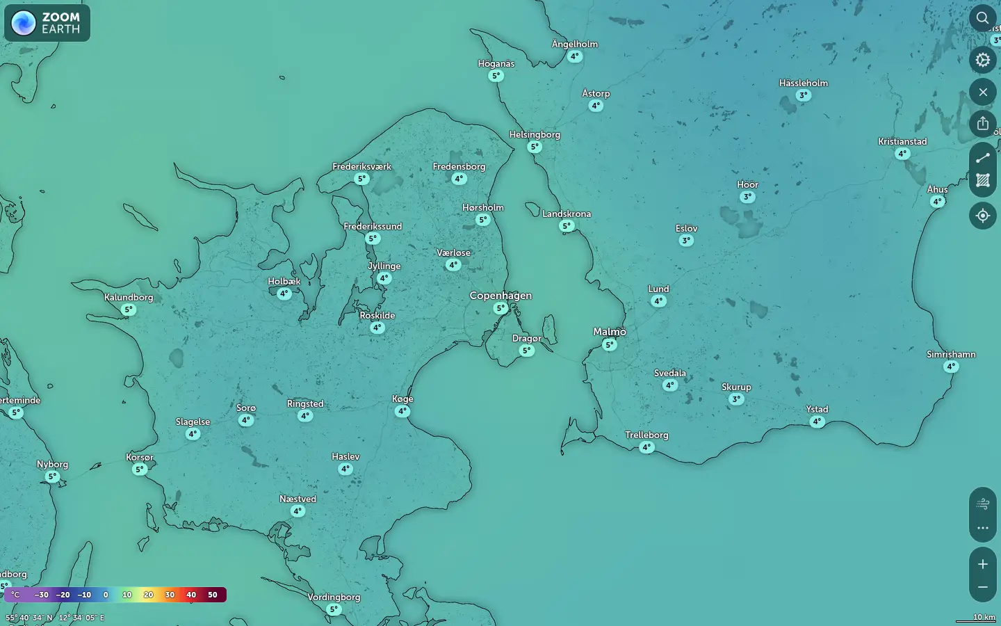 Temperaturkort København vejr