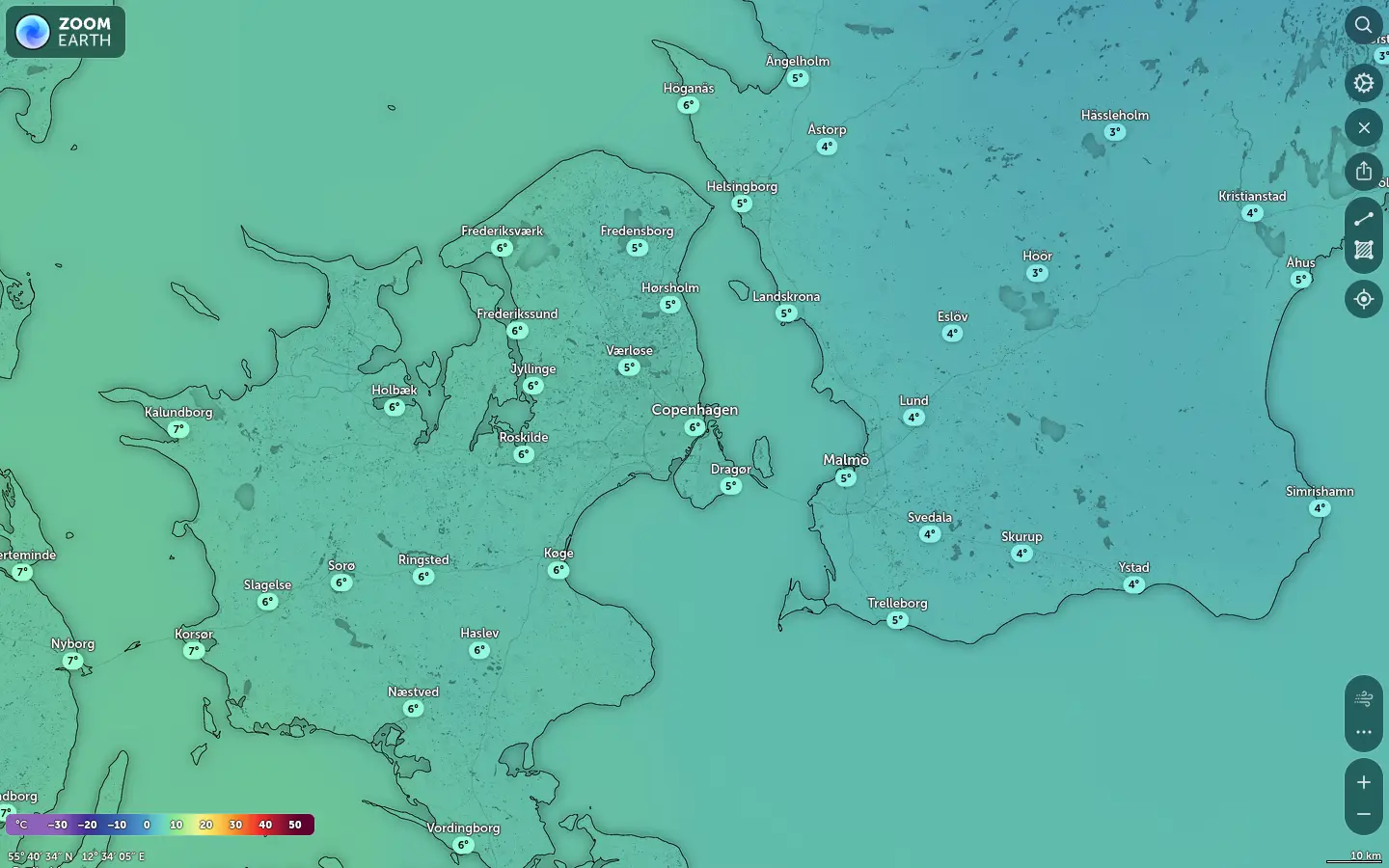 Temperaturkort København vejr