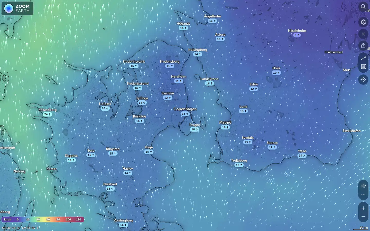 Vindkort København vejr