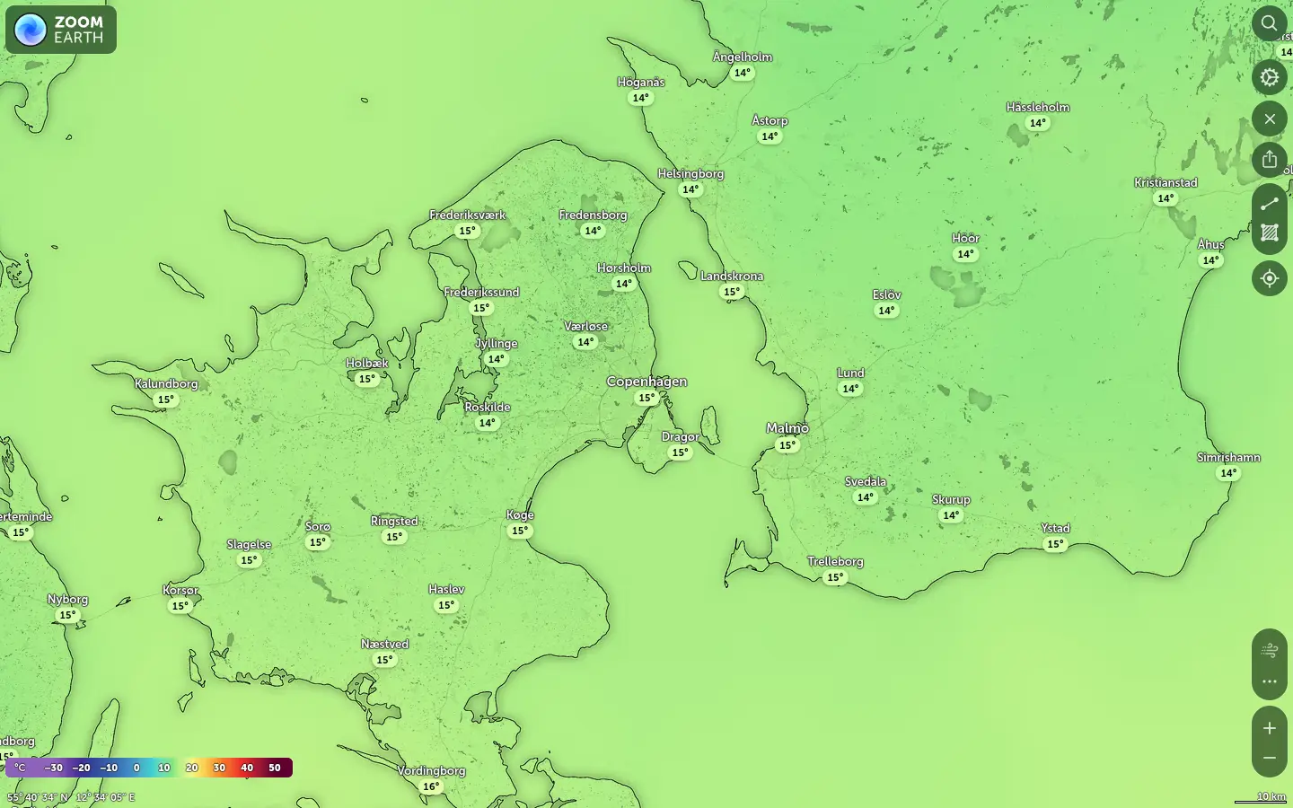 Temperaturkort København vejr