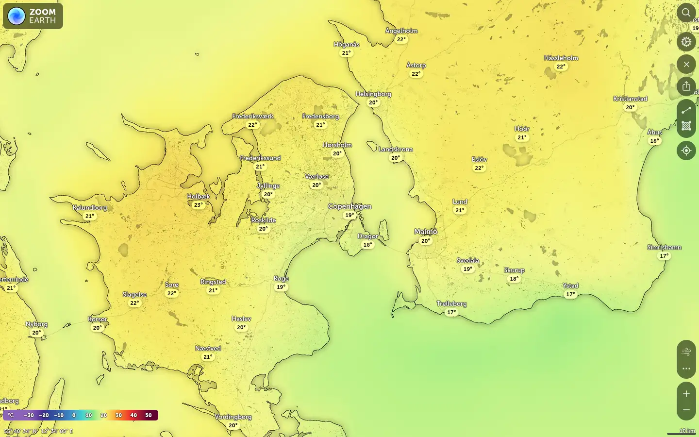 Temperaturkort København vejr