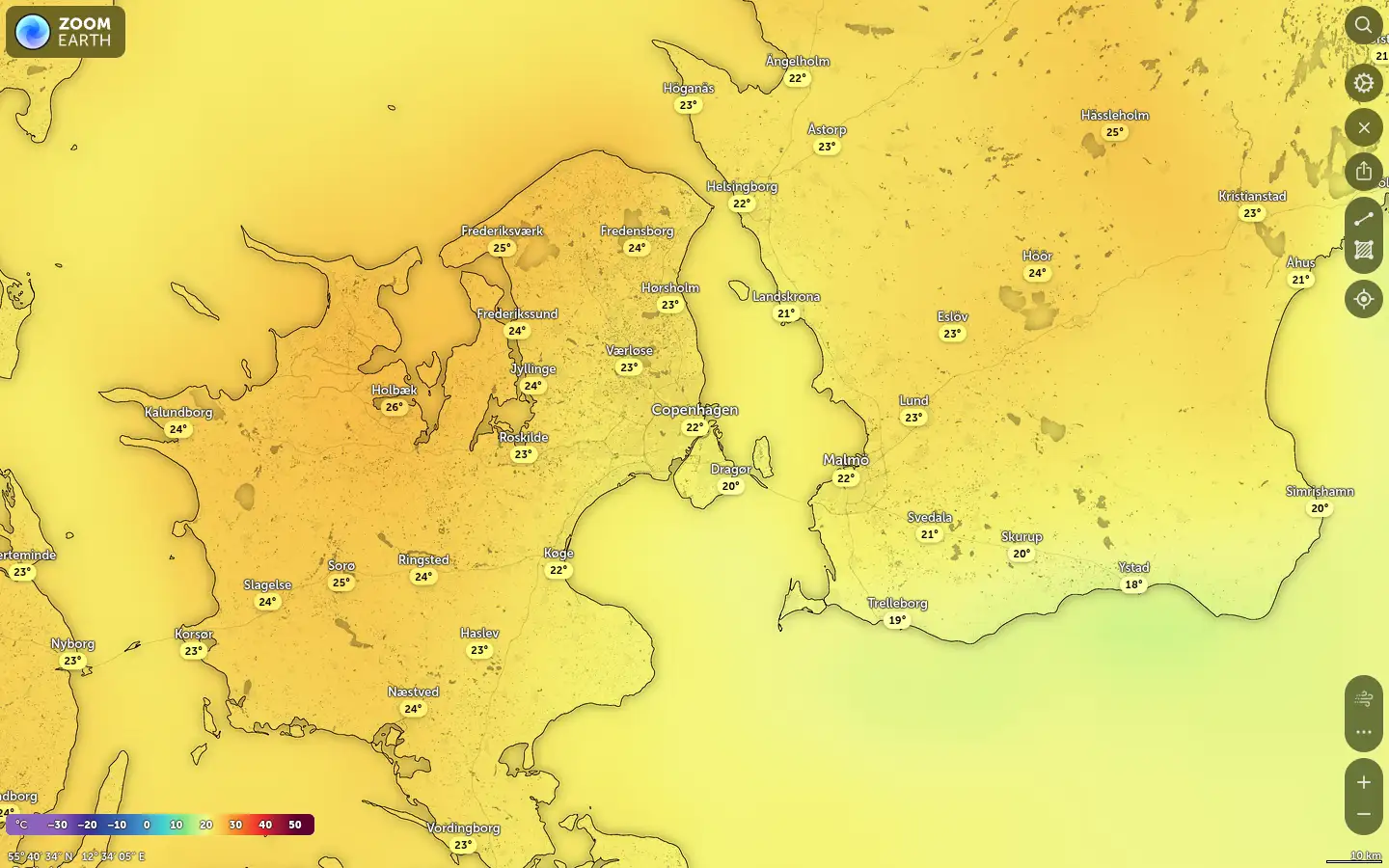 Temperaturkort København vejr