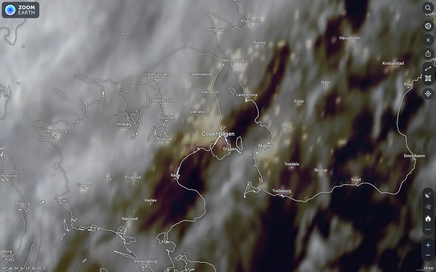 Satellitbillede København vejr