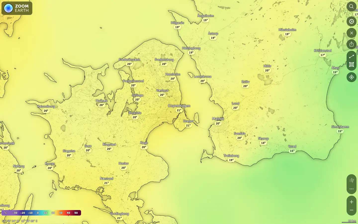 Temperaturkort København vejr