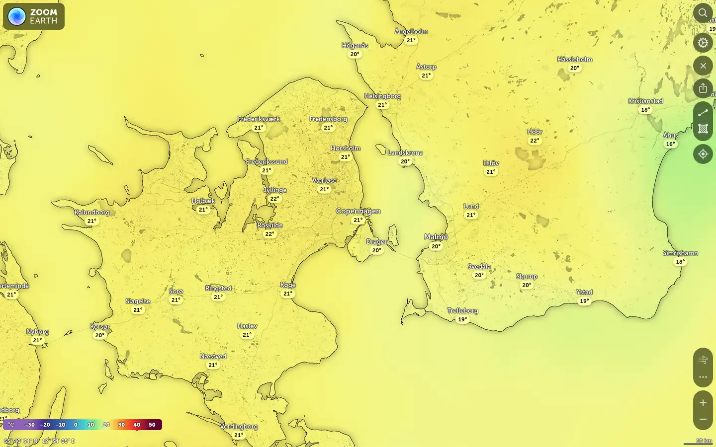 Temperaturkort København vejr