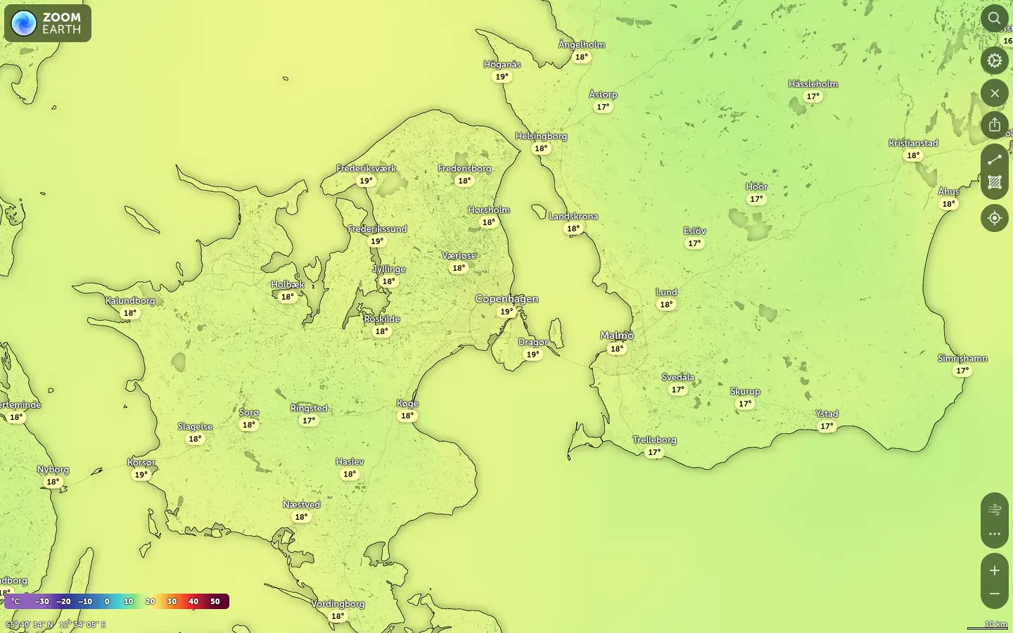 Temperaturkort København vejr