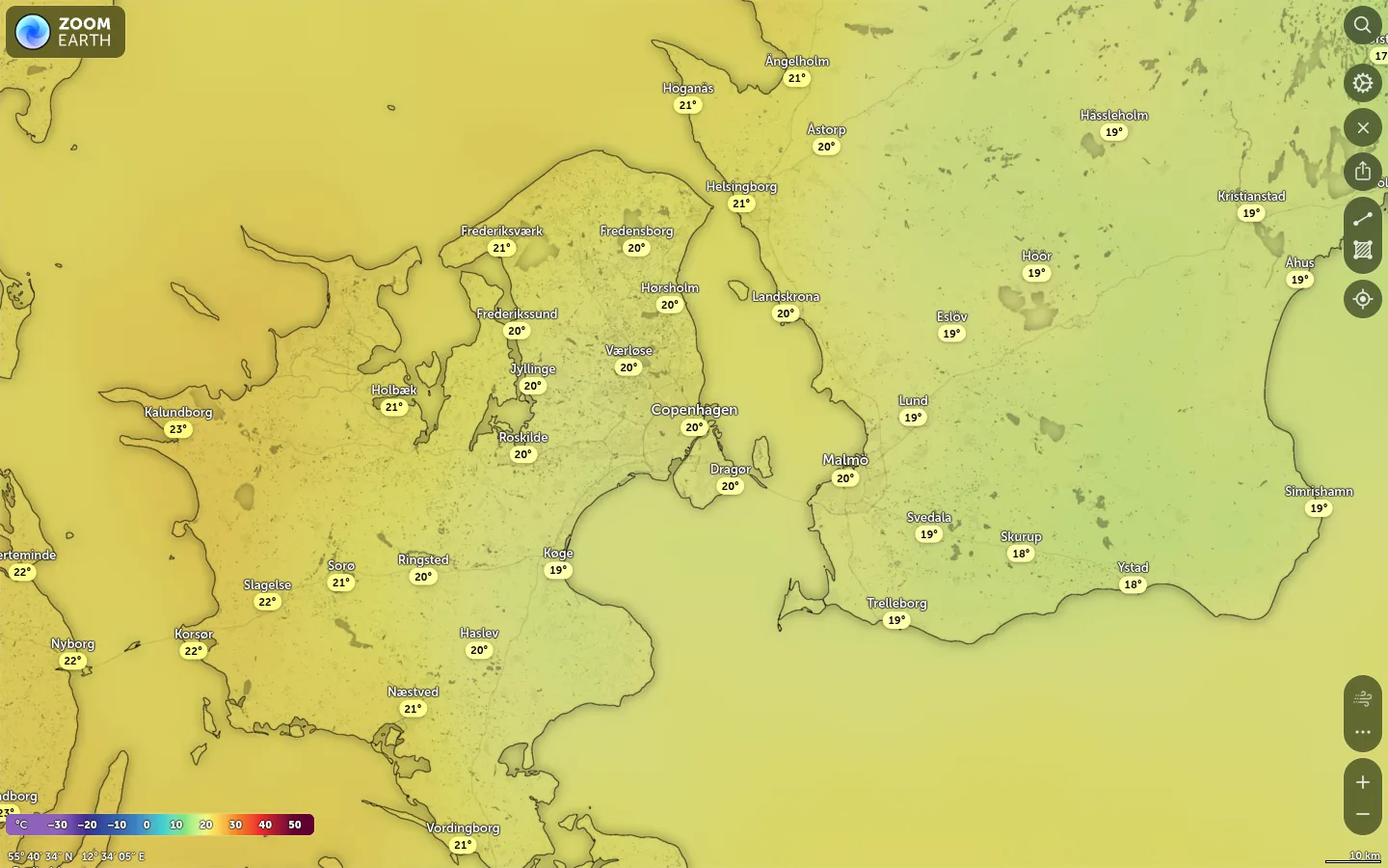 Temperaturkort København vejr
