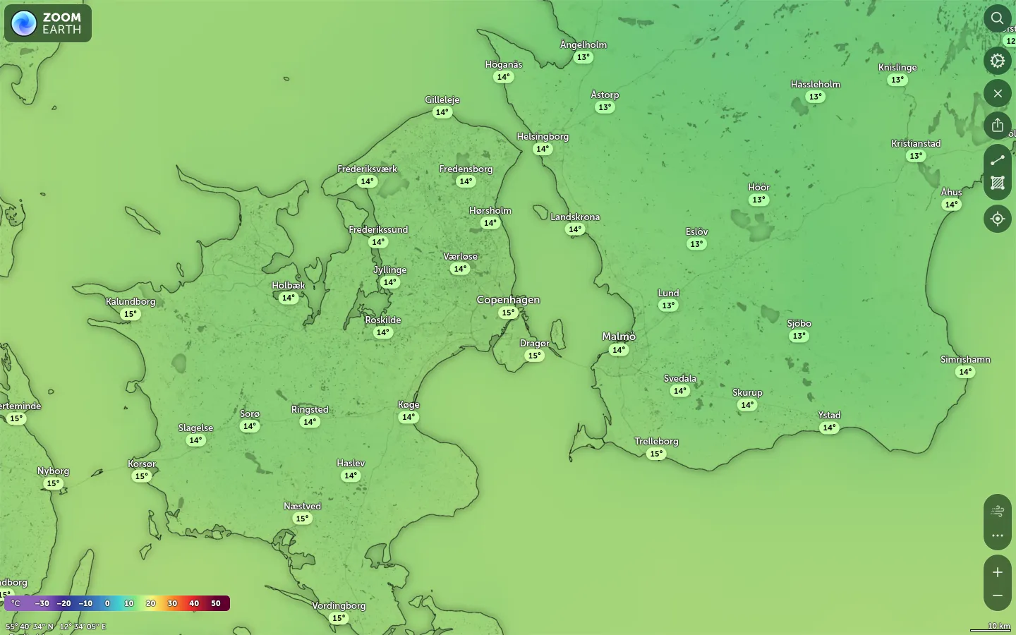 Temperaturkort København vejr